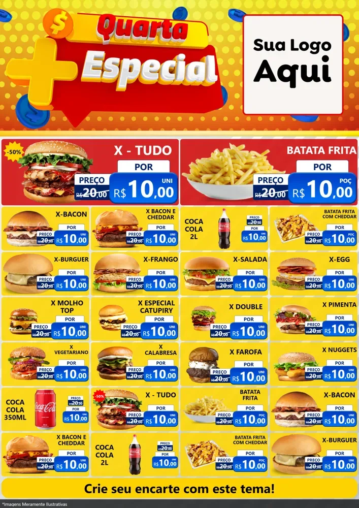 Modelo de Encarte para Encarte A4 Vertical com o tema Quarta Mais Especial para Hamburgueria