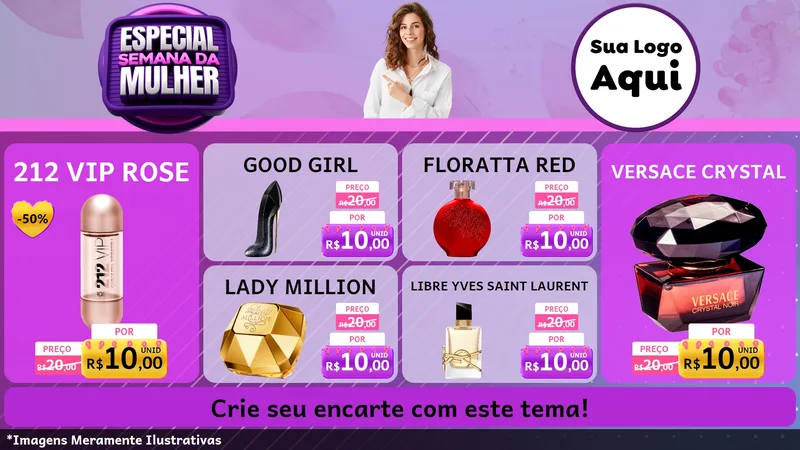 Modelo de TV para TV Horizontal com o tema Especial Semana da Mulher para Perfumes