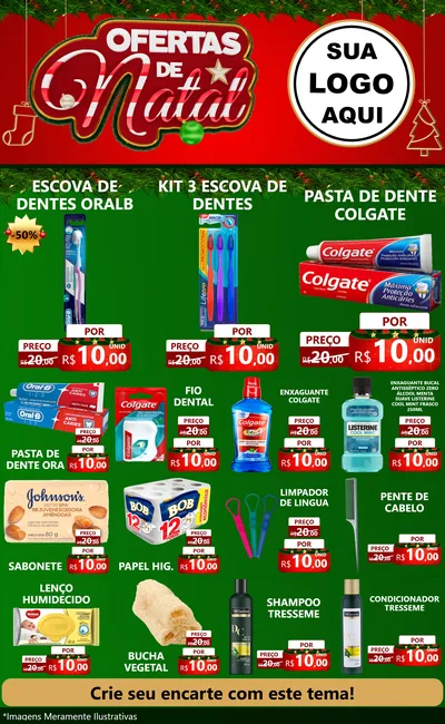Modelo de Encarte para Encarte Grande com o tema Ofertas de Natal para Higiene Pessoal