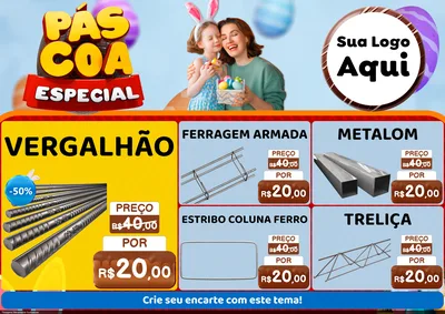 Modelo de Encarte para Encarte A4 Horizontal com o tema Páscoa Especial para Ferragens