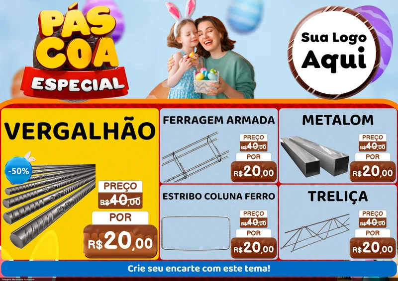 Modelo de Encarte para Encarte A4 Horizontal com o tema Páscoa Especial para Ferragens