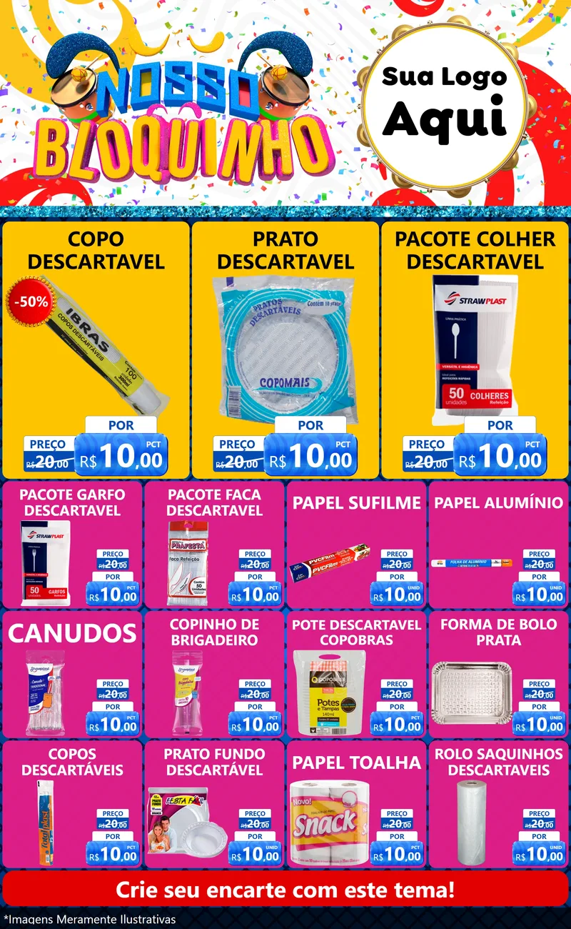 Modelo de Encarte para Encarte Grande com o tema Nosso Bloquinho para Embalagens