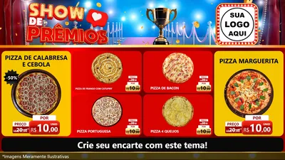 Modelo de TV para TV Horizontal com o tema Show de Prêmios para Pizzaria