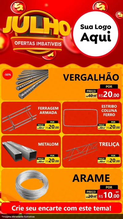 Modelo de TV para TV Vertical com o tema Julho Ofertas Imbatíveis para Ferragens