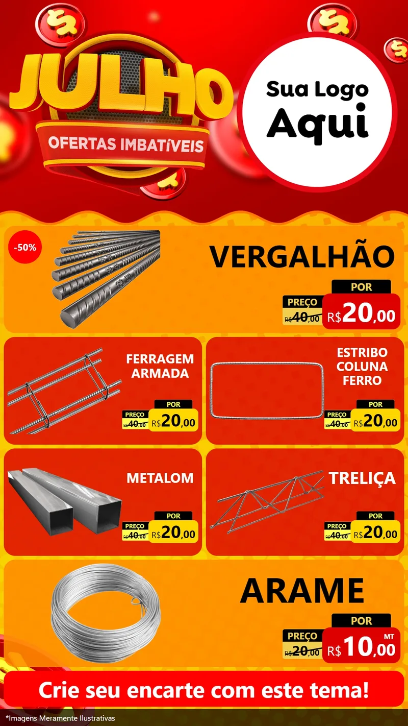 Modelo de TV para TV Vertical com o tema Julho Ofertas Imbatíveis para Ferragens