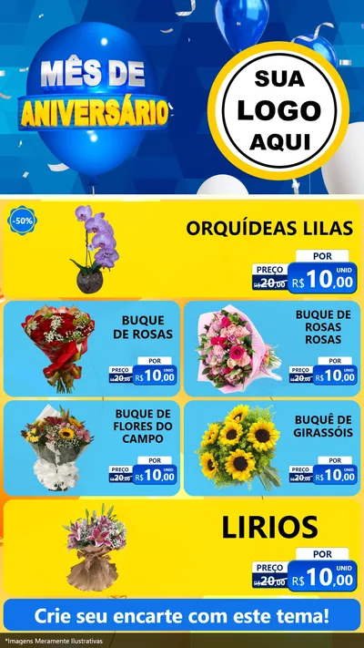 Modelo de TV para TV Vertical com o tema Mês de Aniversário para Floricultura e jardim