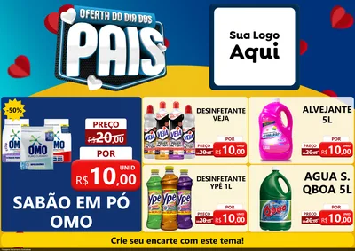 Modelo de Encarte para Encarte A4 Horizontal com o tema Oferta Do Dia Dos Pais para Produtos de Limpeza