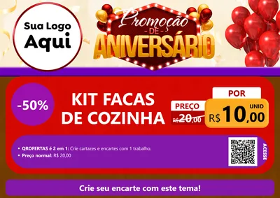 Modelo de Cartaz para Cartaz A4 Horizontal com o tema Promoção de Aniversário para Utilidades Domésticas