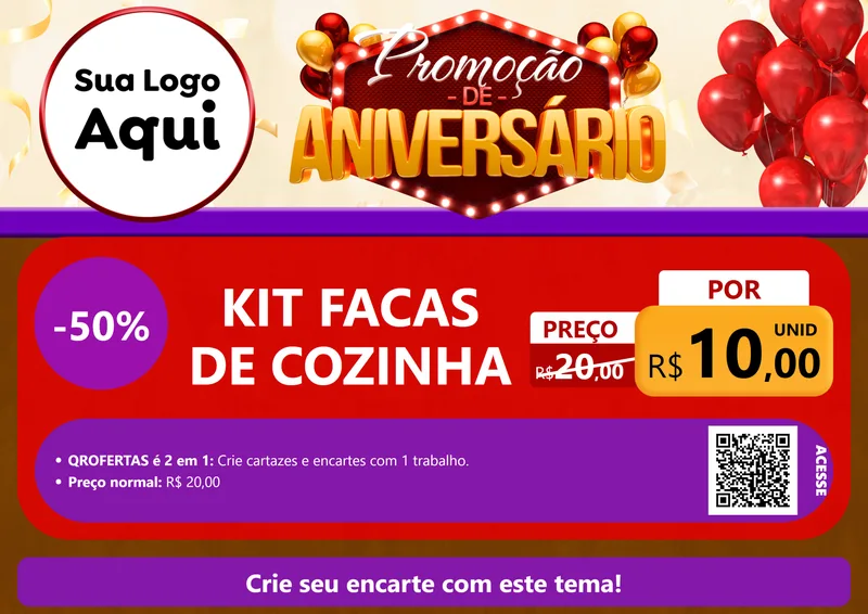 Modelo de Cartaz para Cartaz A4 Horizontal com o tema Promoção de Aniversário para Utilidades Domésticas