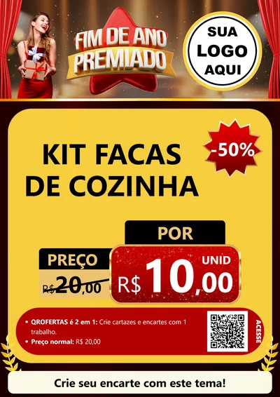 Modelo de Cartaz para Cartaz A4 Vertical com o tema Fim de Ano Premiado para Utilidades Domésticas