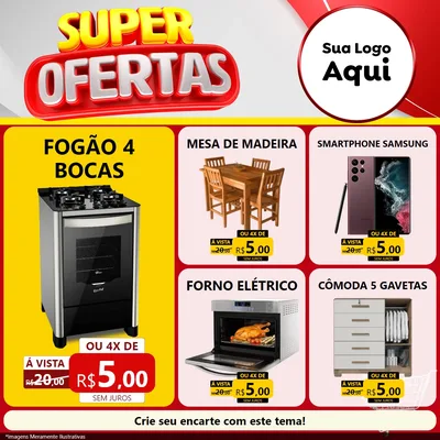Modelo de Rede Social para Feed Facebook com o tema Super Ofertas para Móveis e Eletro