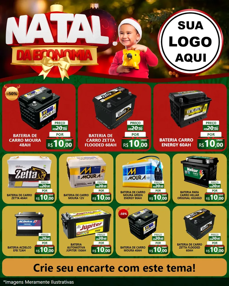 Modelo de Rede Social para Feed Instagram com o tema Natal da Economia para Baterias Elétricas