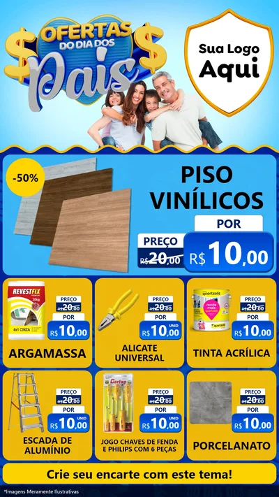 Modelo de Rede Social para Stories com o tema Ofertas do Dia dos Pais para Material para Construção