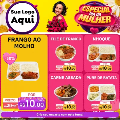 Modelo de Rede Social para Feed Facebook com o tema Especial Dia da Mulher para Restaurante