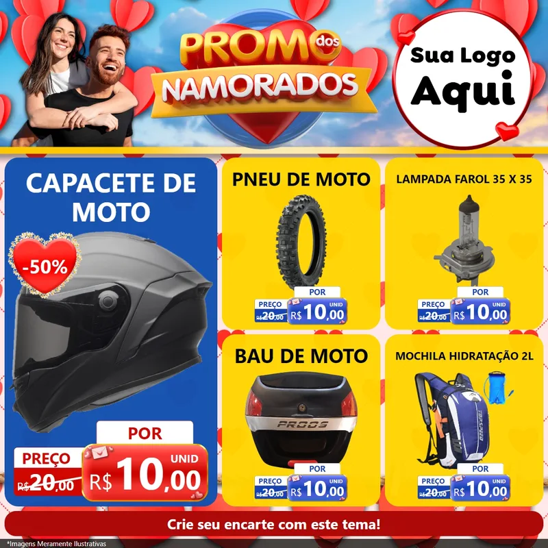 Modelo de Rede Social para Feed Facebook com o tema Promo dos Namorados para Moto peças