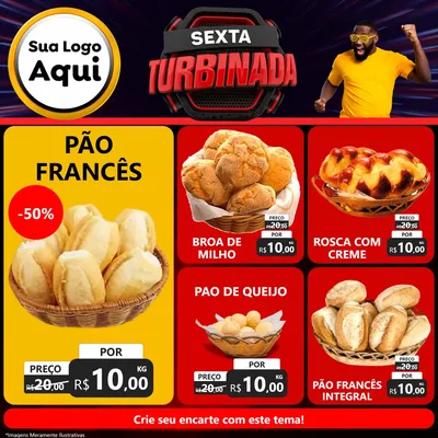 Modelo de Rede Social para Feed Facebook com o tema Sexta Turbinada para Padaria