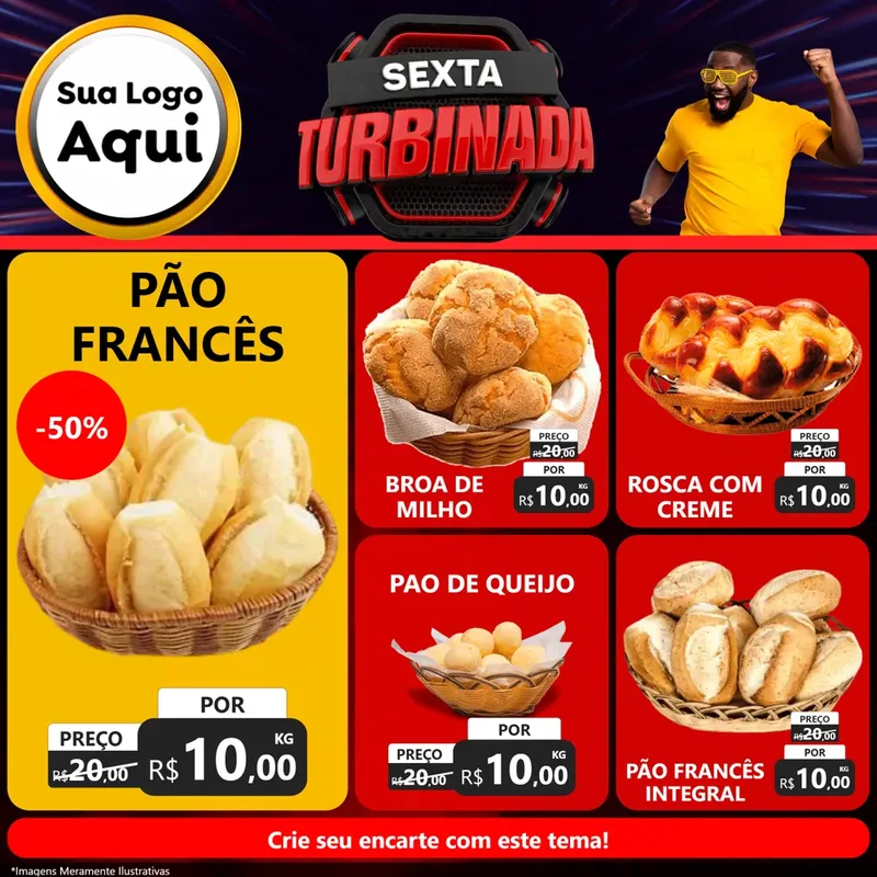 Modelo de Rede Social para Feed Facebook com o tema Sexta Turbinada para Padaria