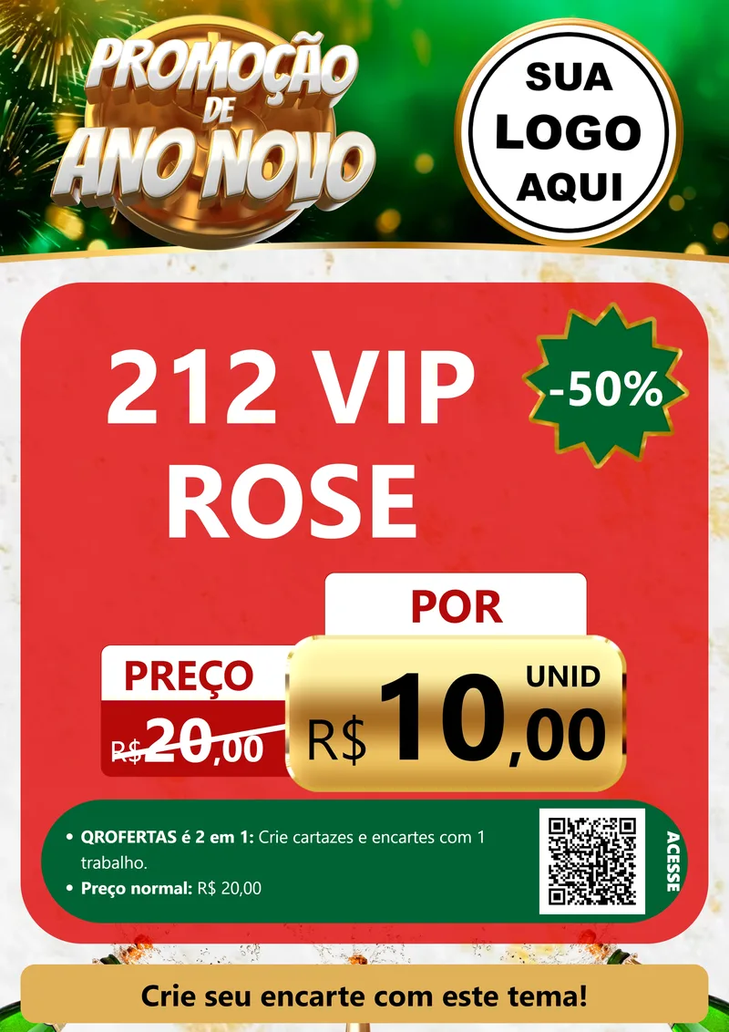 Modelo de Cartaz para Cartaz A4 Vertical com o tema Promoção de Ano Novo para Perfumes