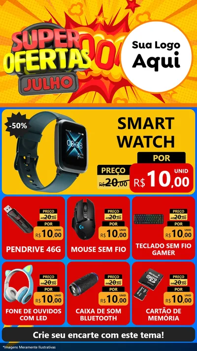 Modelo de Rede Social para Stories com o tema Super Ofertas Julho para Informática