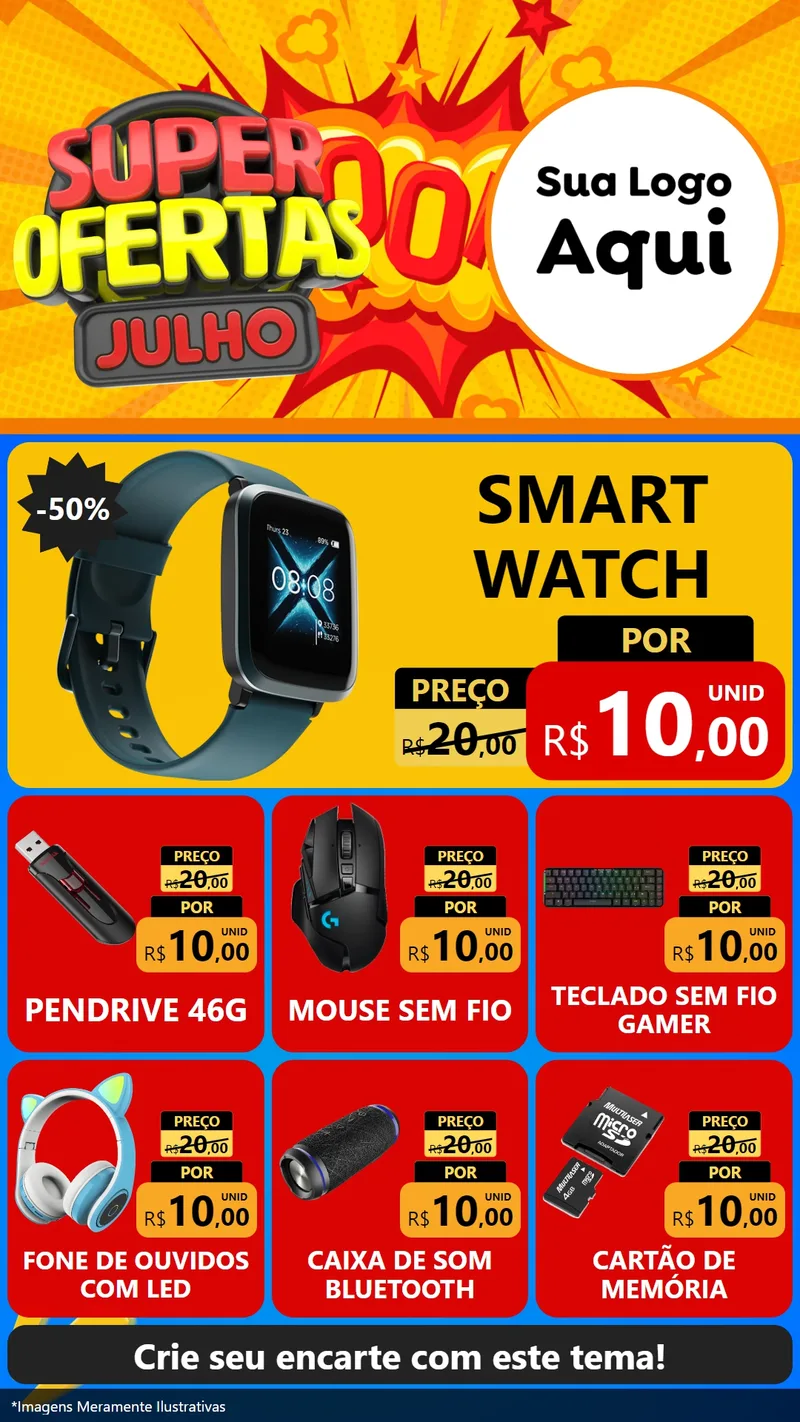Modelo de Rede Social para Stories com o tema Super Ofertas Julho para Informática