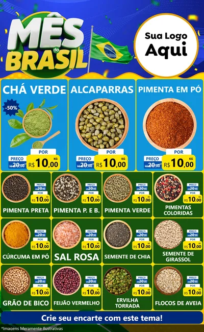 Modelo de Encarte para Encarte Grande com o tema Mês do Brasil para Produtos Naturais