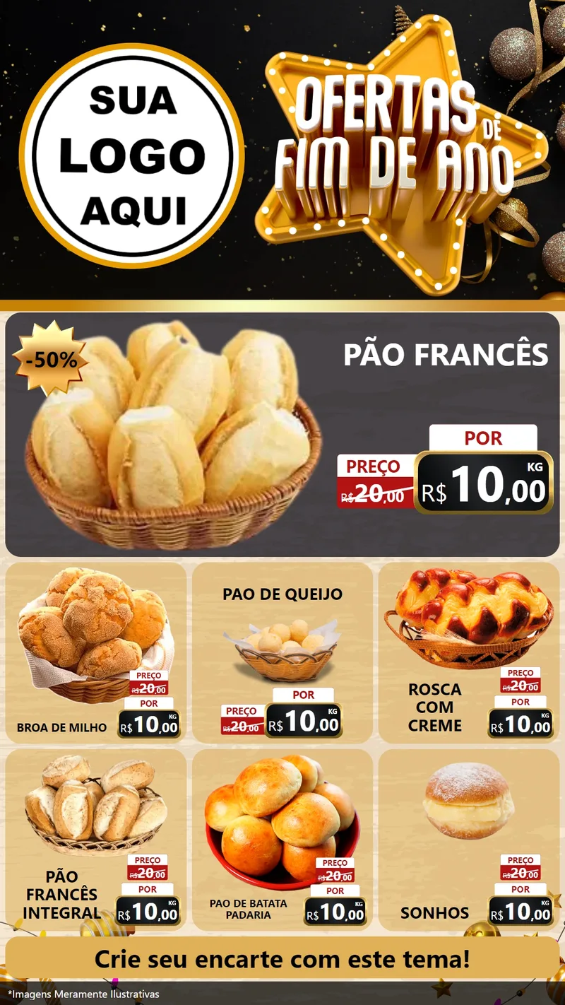 Modelo de Rede Social para Stories com o tema Ofertas de Fim de Ano para Padaria