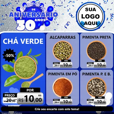 Modelo de Rede Social para Feed Facebook com o tema Promoção de Aniversário - 30 Anos para Produtos Naturais