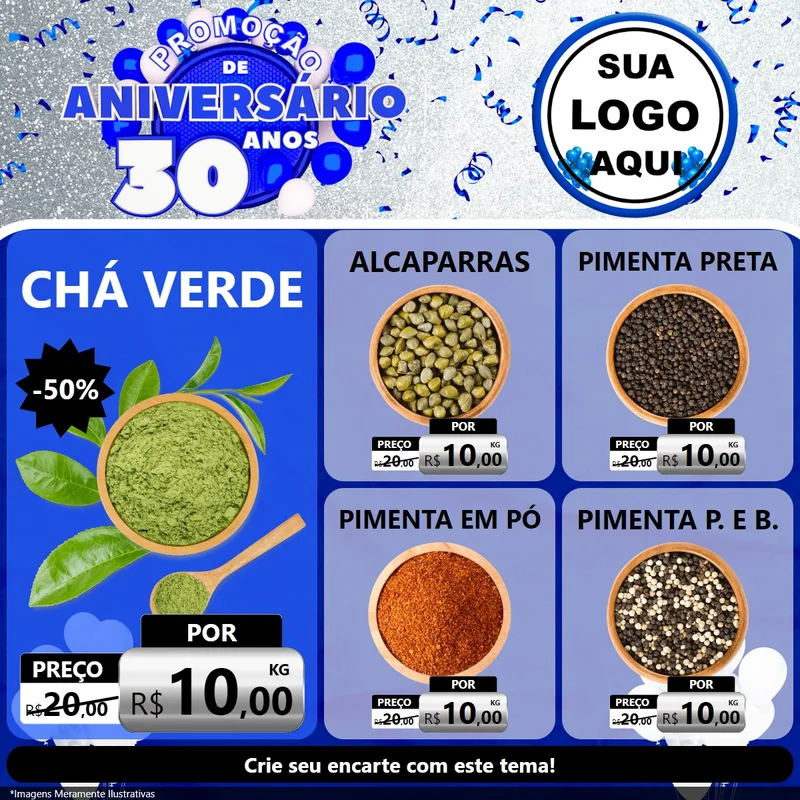 Modelo de Rede Social para Feed Facebook com o tema Promoção de Aniversário - 30 Anos para Produtos Naturais