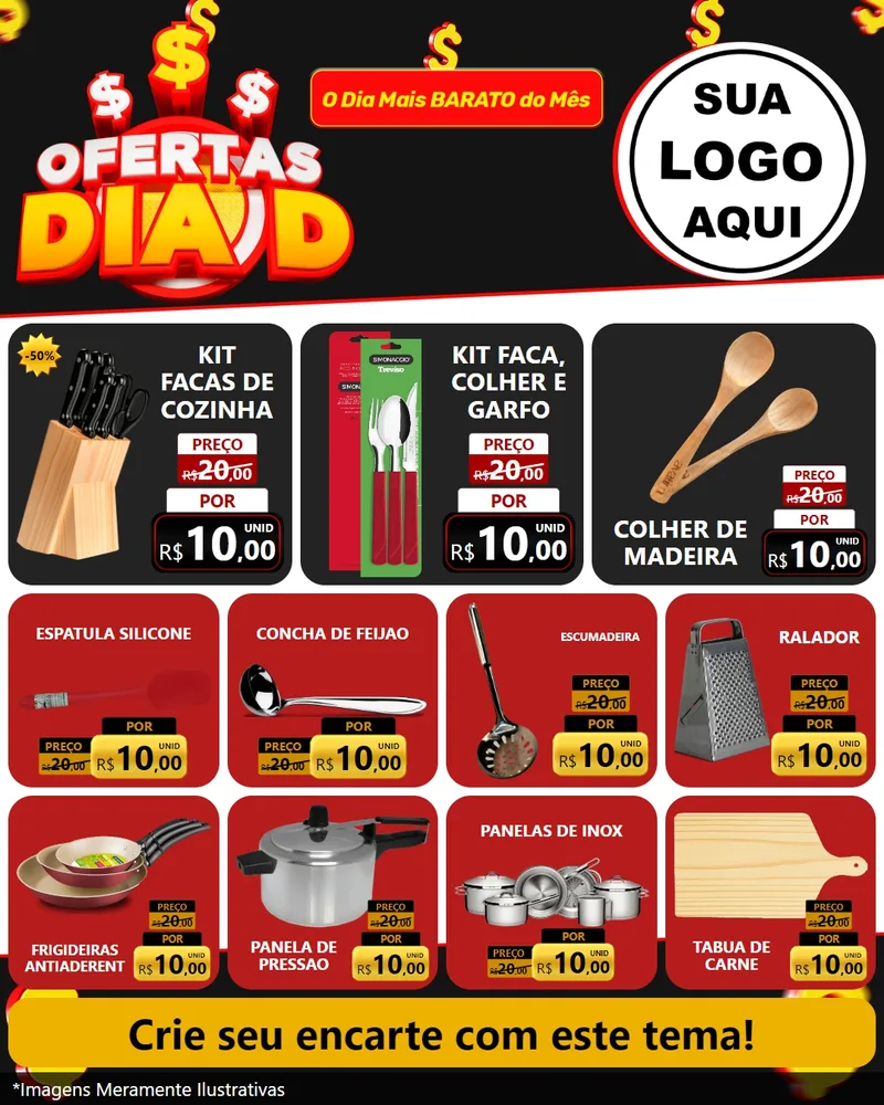 Modelo de Rede Social para Feed Instagram com o tema Ofertas Dia D para Utilidades Domésticas