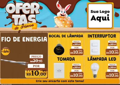 Modelo de Encarte para Encarte A4 Horizontal com o tema Ofertas de Páscoa para Materiais Elétricos
