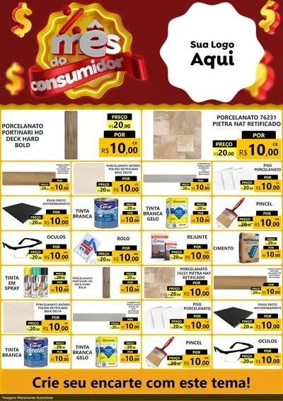Modelo de Encarte para Encarte A4 Vertical com o tema Mês do consumidor para Pisos e revestimentos