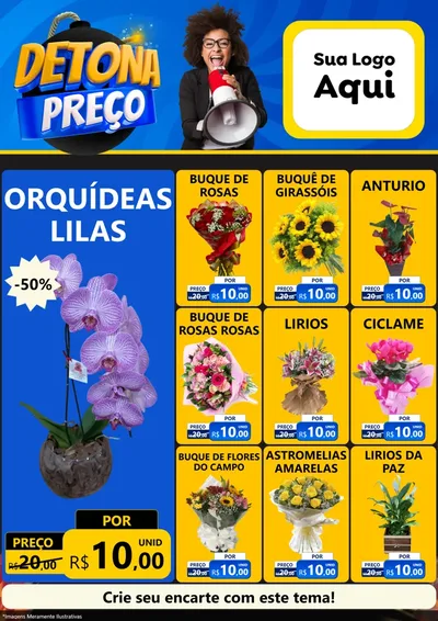Modelo de Encarte para Encarte A4 Vertical com o tema Detona Preços para Floricultura e jardim