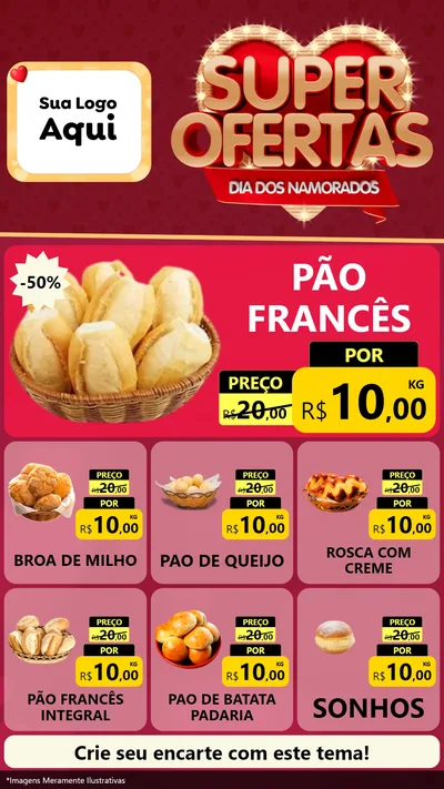 Modelo de Rede Social para Stories com o tema Dia dos Namorados para Padaria