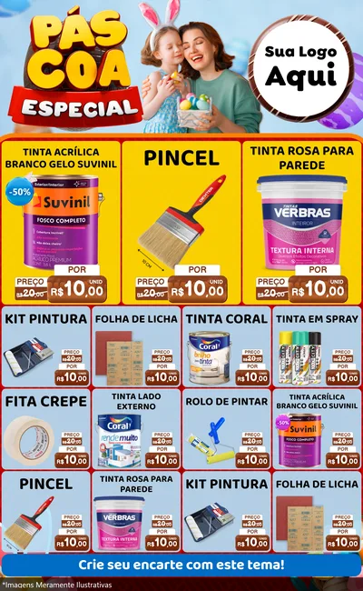 Modelo de Encarte para Encarte Grande com o tema Páscoa Especial para Tintas e Ferramentas