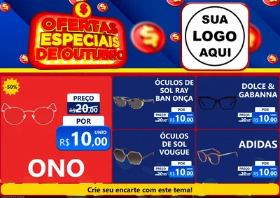 Modelo de Encarte para Encarte A4 Horizontal com o tema Ofertas Especiais de Outubro para Óticas