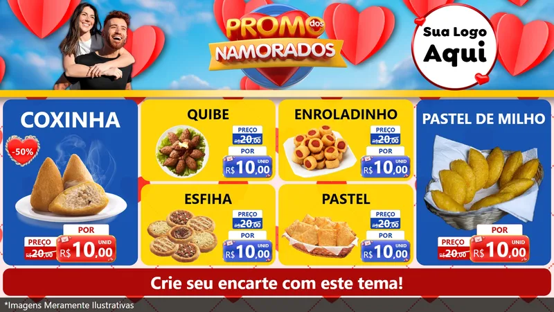 Modelo de TV para TV Horizontal com o tema Promo dos Namorados para Salgadaria