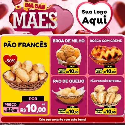 Modelo de Rede Social para Feed Facebook com o tema Dia Das Mães para Padaria