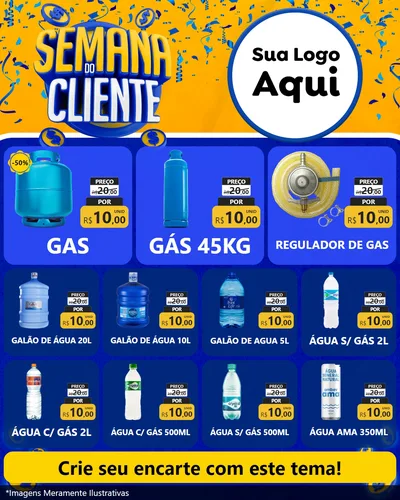 Modelo de Rede Social para Feed Instagram com o tema Semana do Cliente para Água e gás
