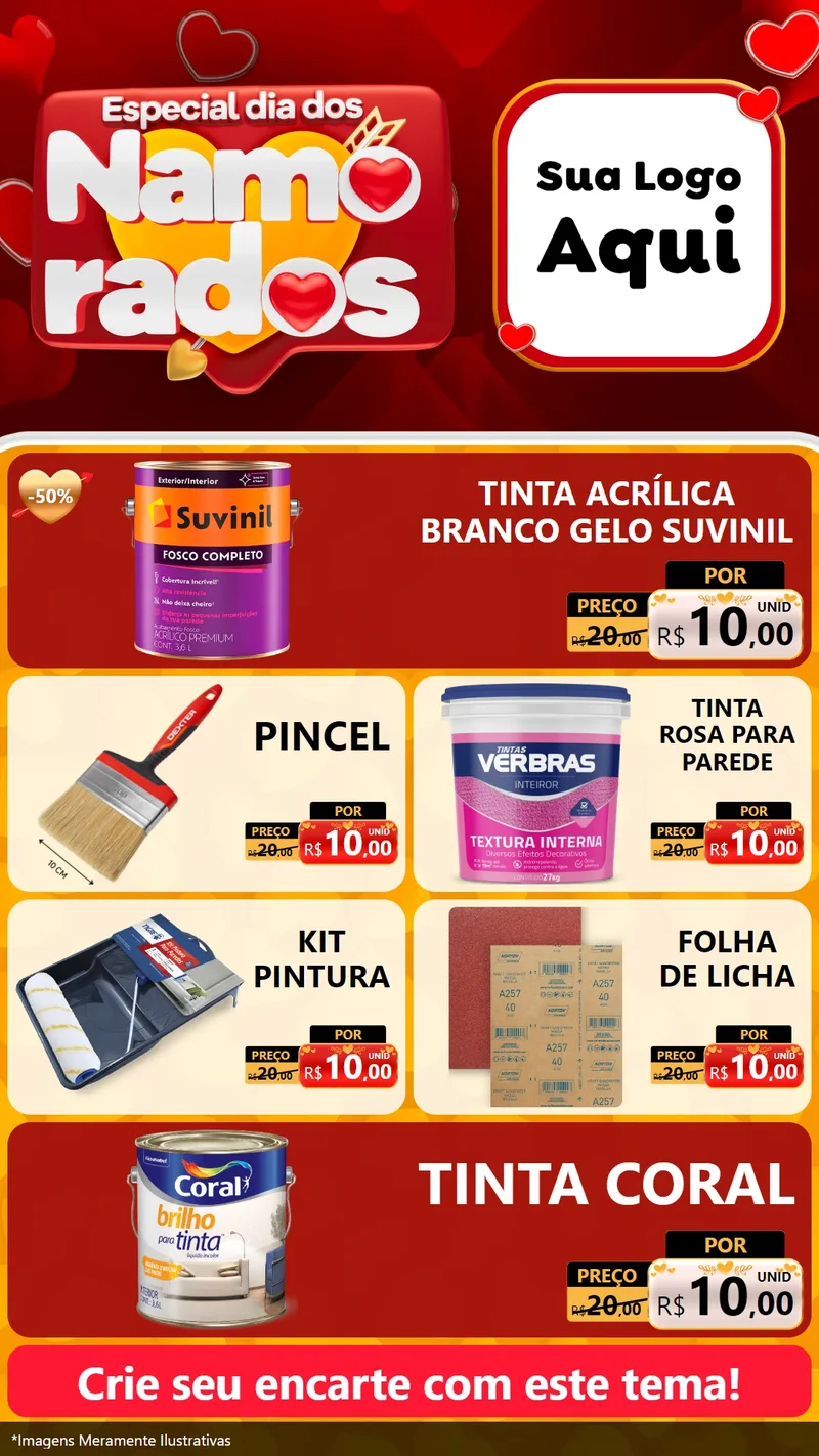 Modelo de TV para TV Vertical com o tema Especial Dia dos Namorados para Tintas e Ferramentas