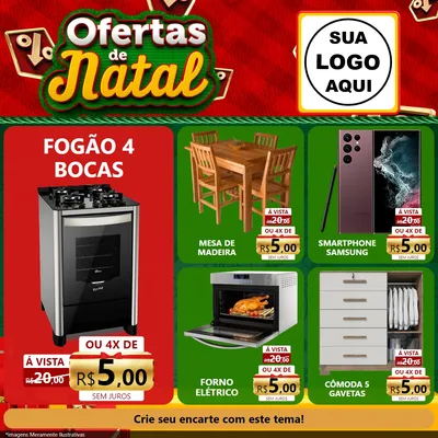 Modelo de Rede Social para Feed Facebook com o tema Ofertas de Natal para Móveis e Eletro