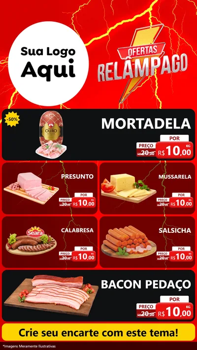 Modelo de TV para TV Vertical com o tema Ofertas Relâmpago para Frios e Laticínios