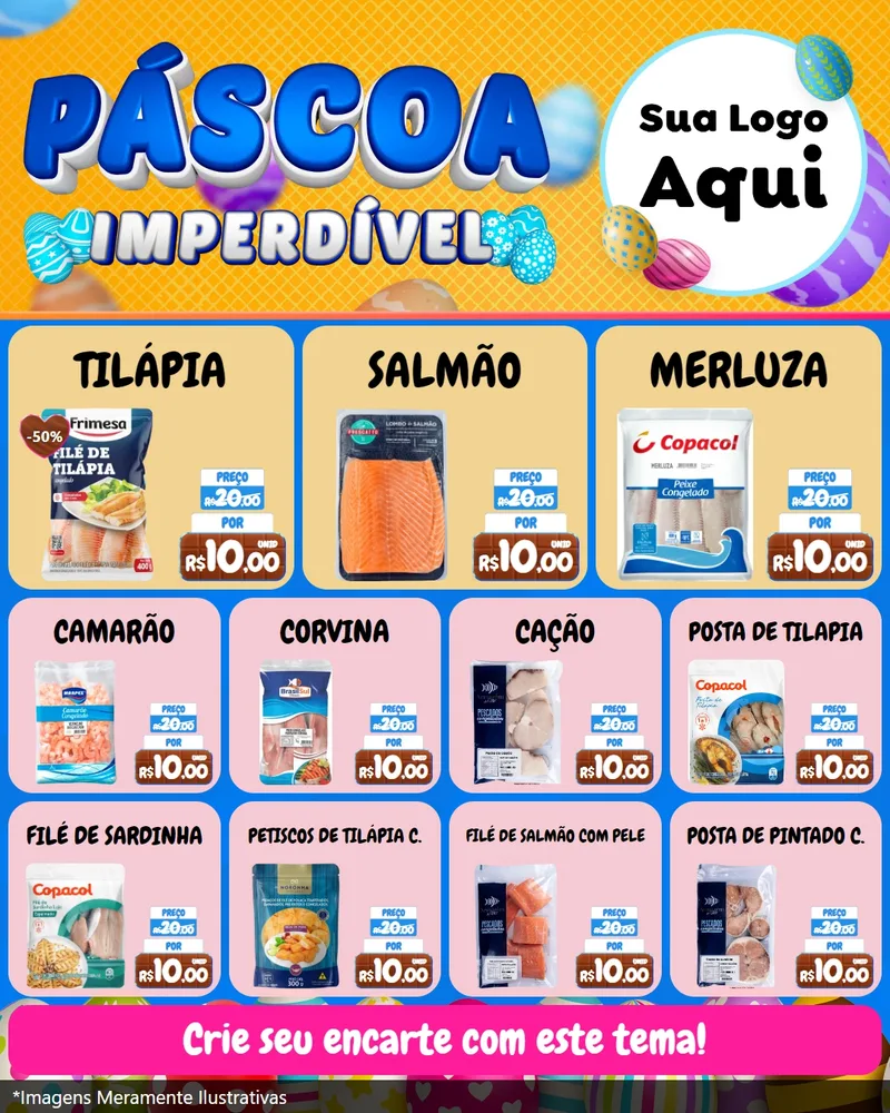 Modelo de Rede Social para Feed Instagram com o tema Páscoa Imperdível para Peixaria
