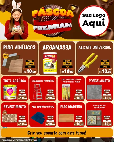 Modelo de Rede Social para Feed Instagram com o tema Páscoa Premiada para Material para Construção