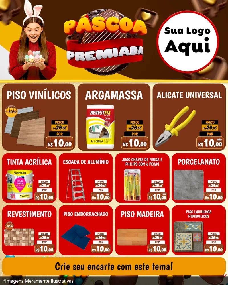 Modelo de Rede Social para Feed Instagram com o tema Páscoa Premiada para Material para Construção