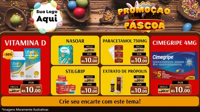 Modelo de TV para TV Horizontal com o tema Promoção Páscoa para Farmácia