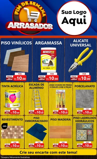Modelo de Encarte para Encarte Grande com o tema Fim De Semana Arrasador para Material para Construção