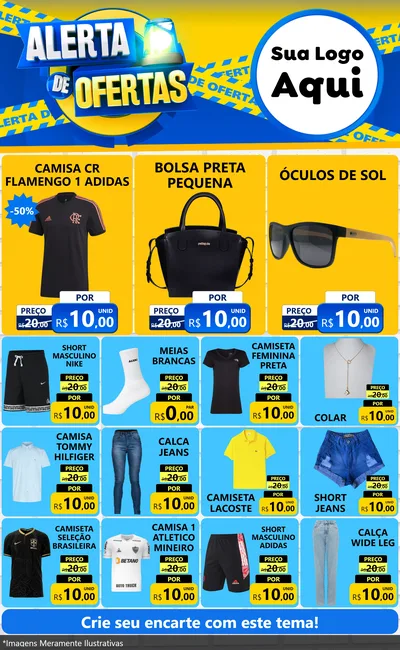 Modelo de Encarte para Encarte Grande com o tema Alerta de Ofertas para Roupas e acessórios