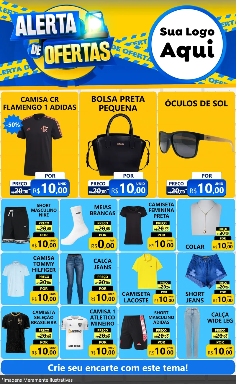 Modelo de Encarte para Encarte Grande com o tema Alerta de Ofertas para Roupas e acessórios