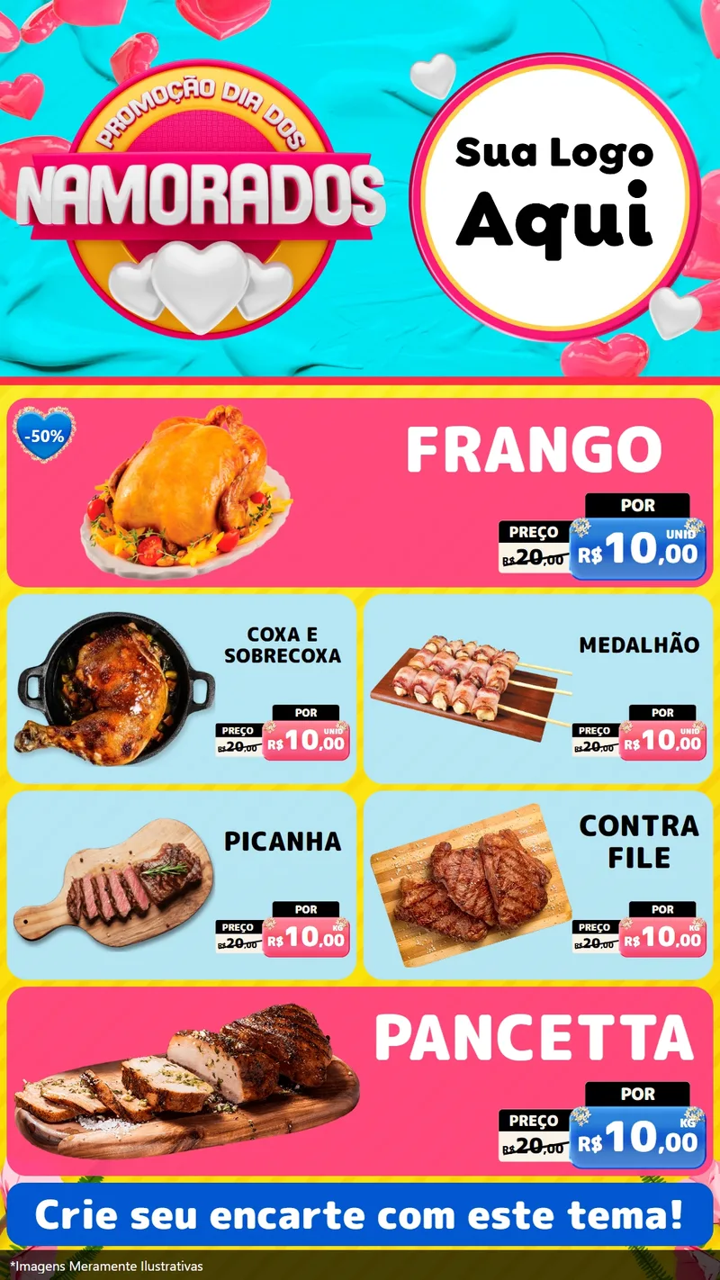 Modelo de TV para TV Vertical com o tema Promoção Dia dos Namorados para Assados