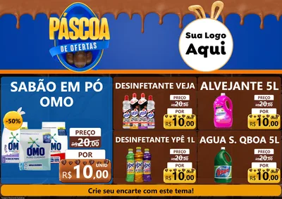 Modelo de Encarte para Encarte A4 Horizontal com o tema Páscoa de Ofertas para Produtos de Limpeza